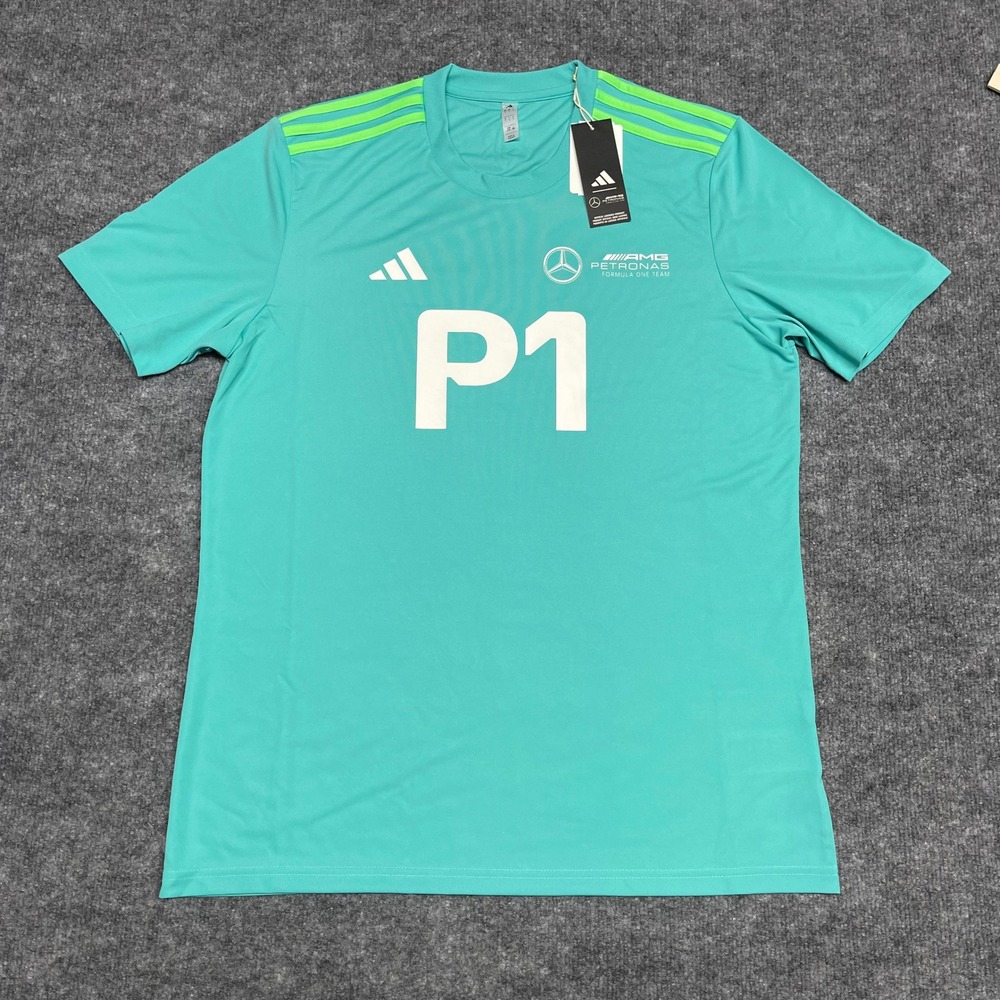Mercedes AMG Petronas F1 Jersey Mens Large Green Adidas Team Formula P1 Winner